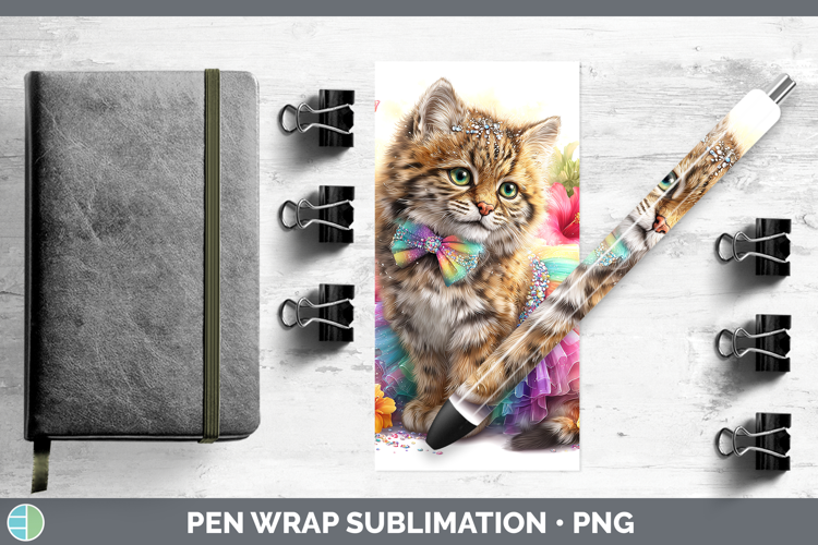 Wild Cats Rainbow Summer Pampas Cat Pen Wrap Sublimation Pen