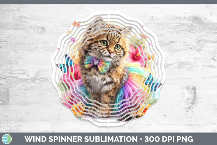 Wild Cats Rainbow Summer Pampas Cat Wind Spinner Sublimation