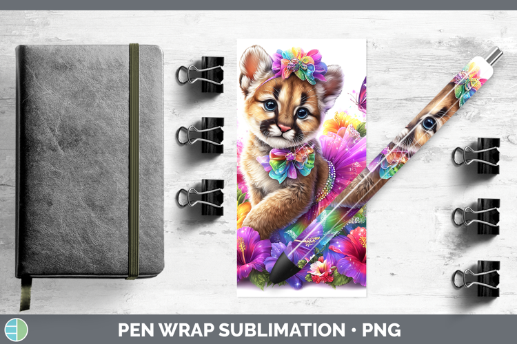 Wild Cats Rainbow Summer Puma Concolor Pen Wrap Sublimation