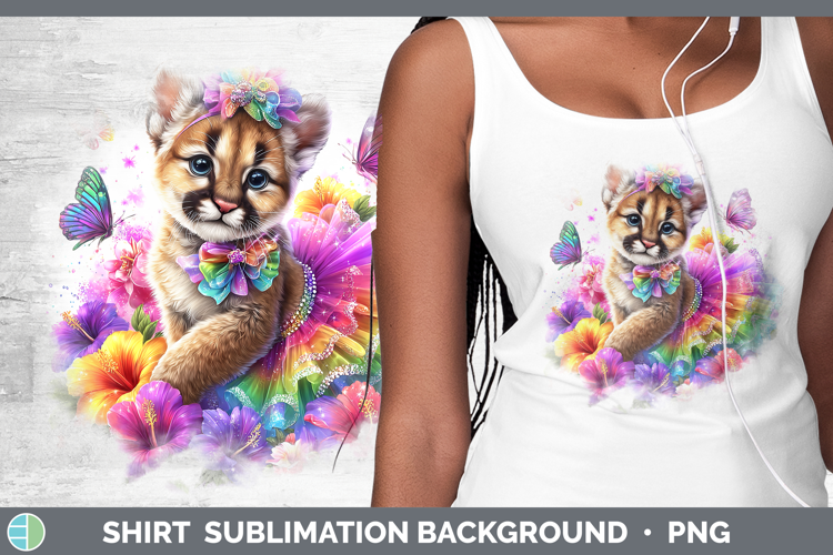 Wild Cats Rainbow Summer Puma Concolor Shirt Sublimation Bac