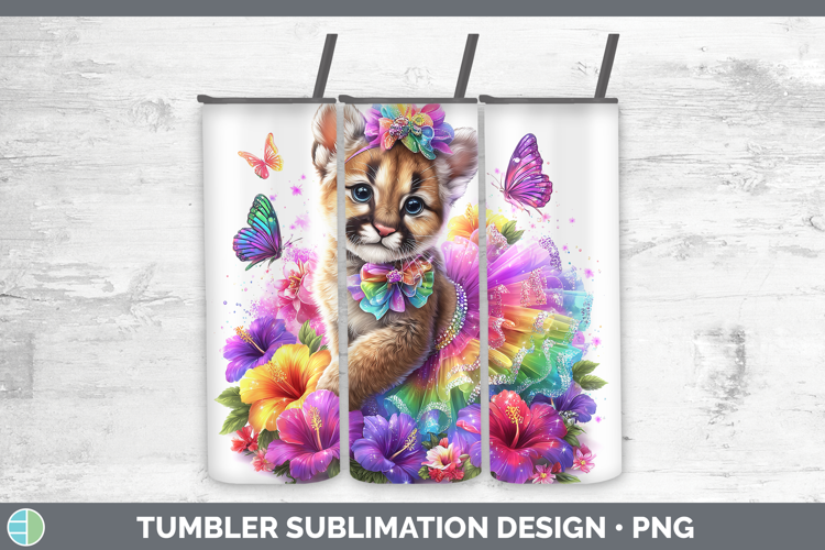 Wild Cats Rainbow Summer Puma Concolor Tumbler Sublimation 2