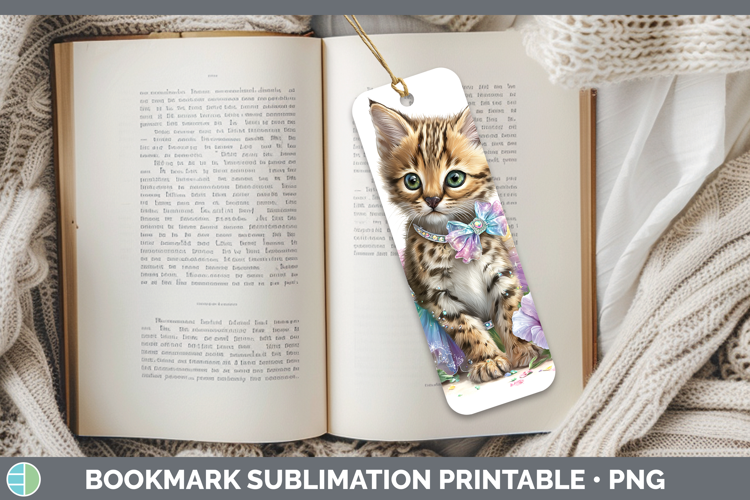 Wild Cats Rainbow Summer Serval Bookmark Sublimation Printab