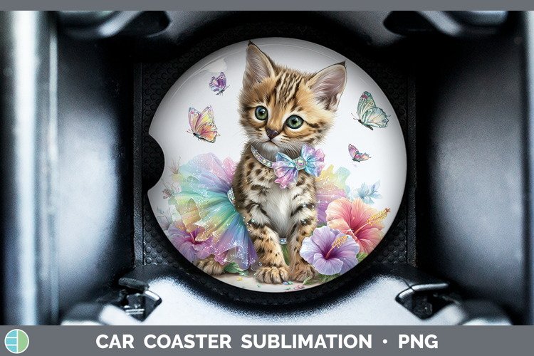 Wild Cats Rainbow Summer Serval Car Coaster Sublimation Des