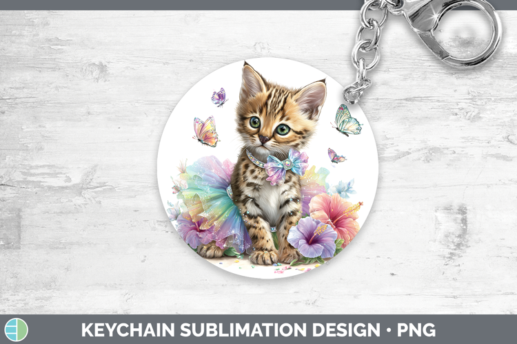 Wild Cats Rainbow Summer Serval Keychain Sublimation Keyring