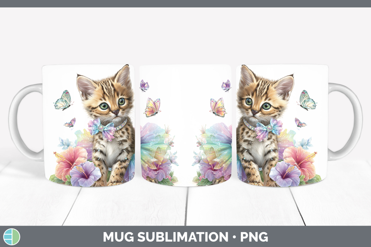 Wild Cats Rainbow Summer Serval Mug Wrap Sublimation Coffee