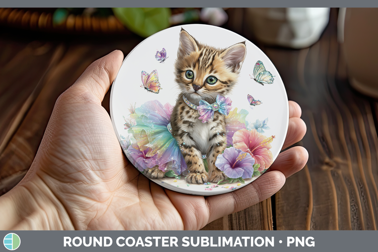 Wild Cats Rainbow Summer Serval Round Coaster Sublimation Co