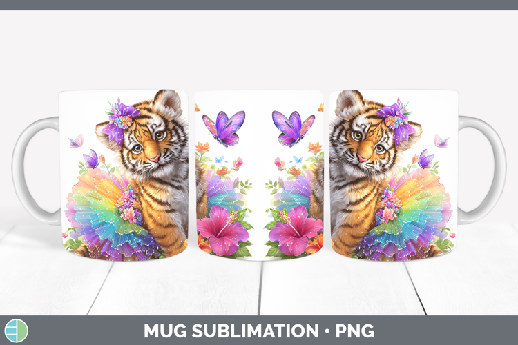 Wild Cats Rainbow Summer Tiger Mug Wrap Sublimation Coffee C