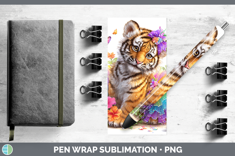 Wild Cats Rainbow Summer Tiger Pen Wrap Sublimation Pen Desi