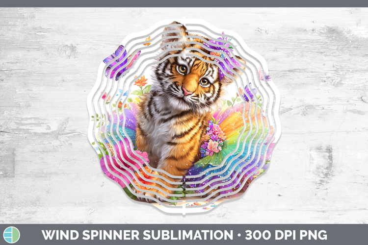 Wild Cats Rainbow Summer Tiger Wind Spinner Sublimation Spin