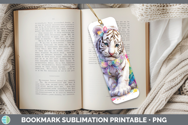 Wild Cats Rainbow Summer White Tiger Bookmark Sublimation Pr