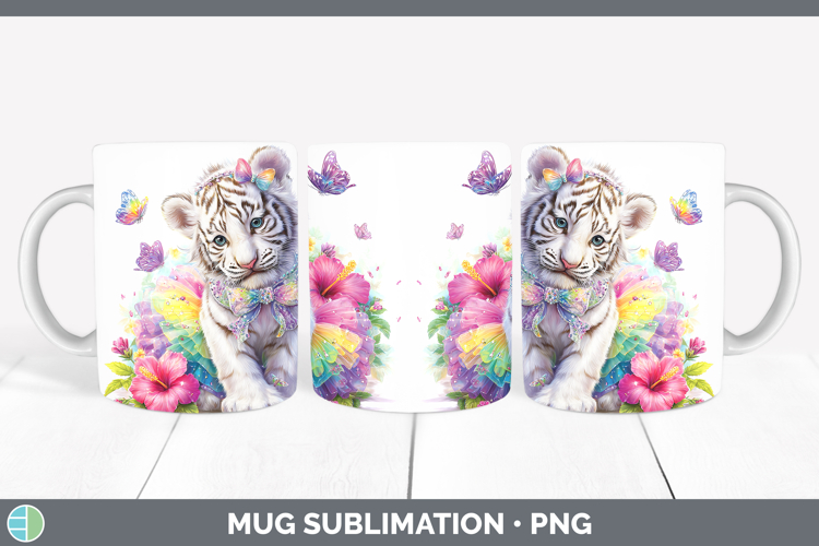 Wild Cats Rainbow Summer White Tiger Mug Wrap Sublimation Co