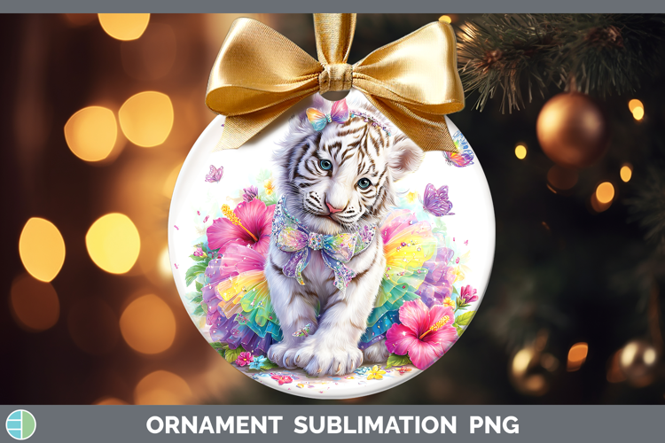 Wild Cats Rainbow Summer White Tiger Ornament Sublimation Ba