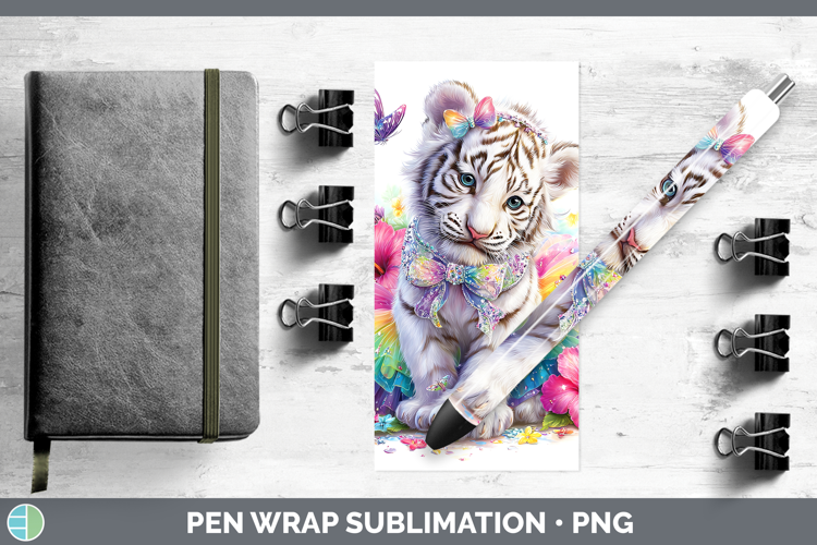 Wild Cats Rainbow Summer White Tiger Pen Wrap Sublimation Pe
