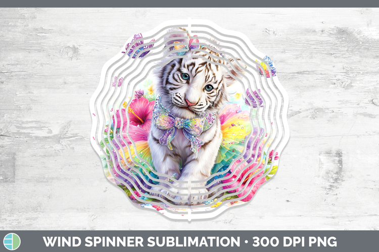 Wild Cats Rainbow Summer White Tiger Wind Spinner Sublimatio