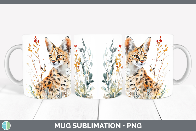 Wild Cats Serval Mug Wrap Sublimation Coffee Cup Designs