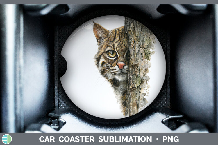 GorgeousWild Cats Tree Peek Car Coaster design.