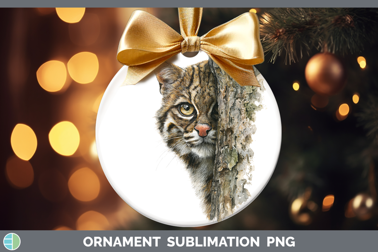Andean Mountain Cat Wild Cats Tree Peek Ornament Sublimation