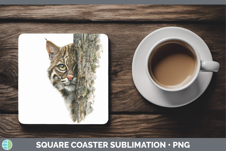 Andean Mountain Cat Wild Cats Tree Peek Square Coaster Subli