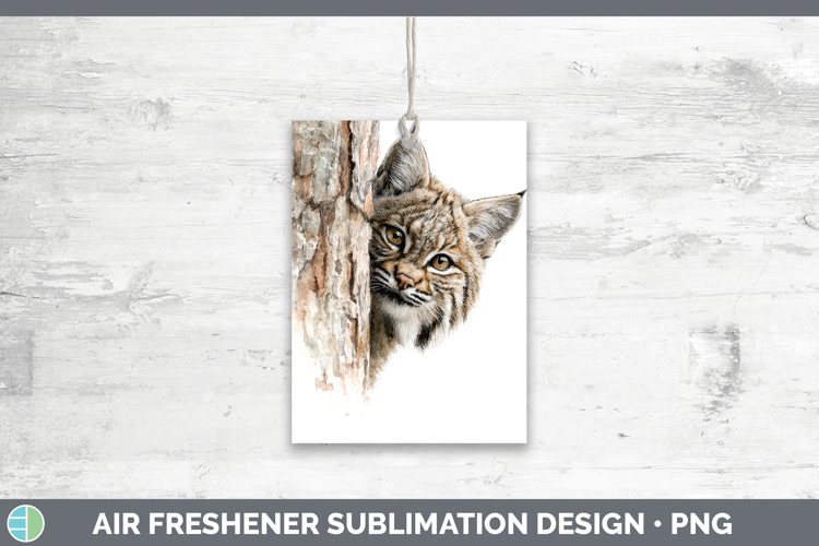 Bobcat Wild Cats Tree Peek Air Freshener Sublimation Design
