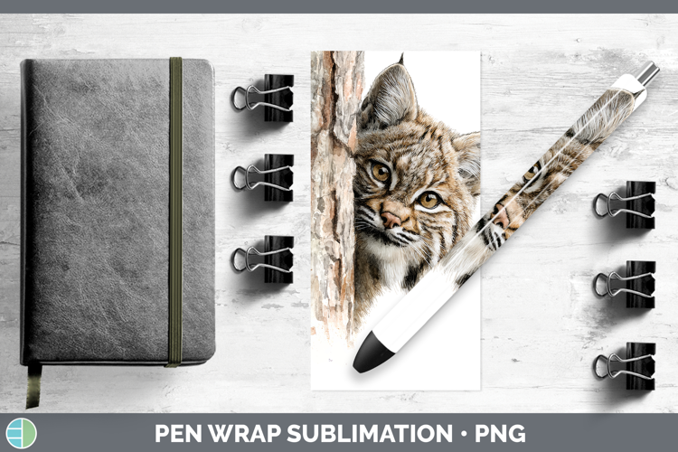 Bobcat Wild Cats Tree Peek Pen Wrap Sublimation Design
