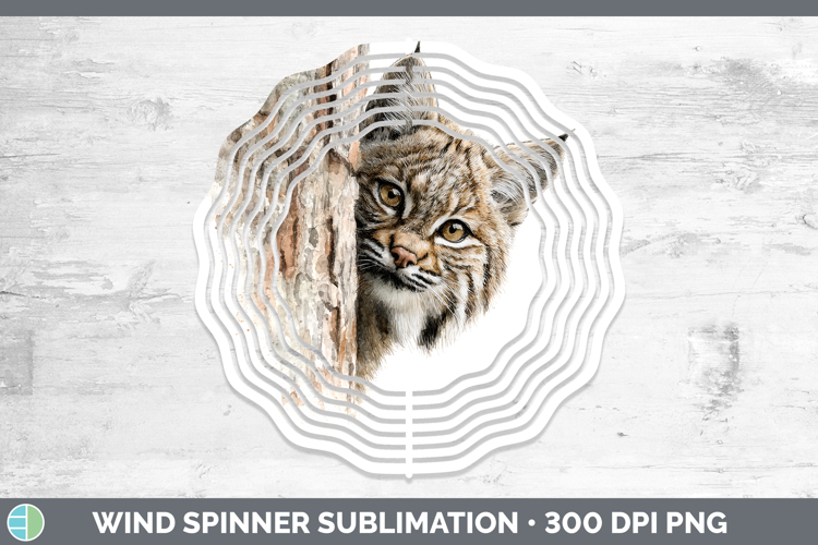 Bobcat Wild Cats Tree Peek Wind Spinner Sublimation Design