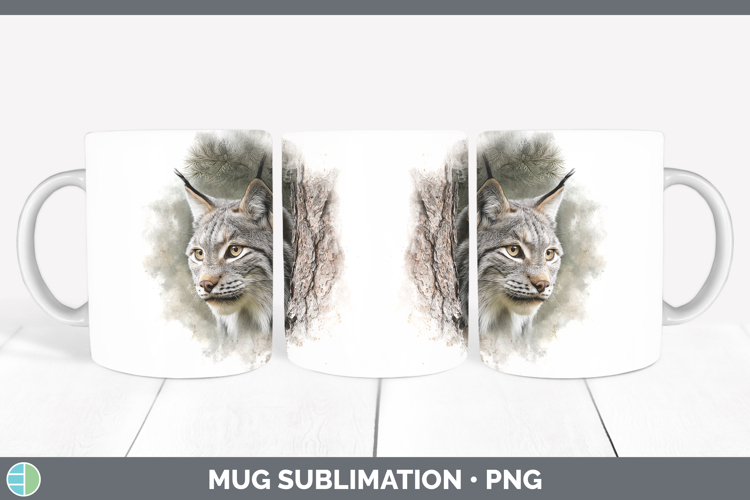 Canada Lynx Wild Cats Tree Peek Mug Wrap Sublimation Design