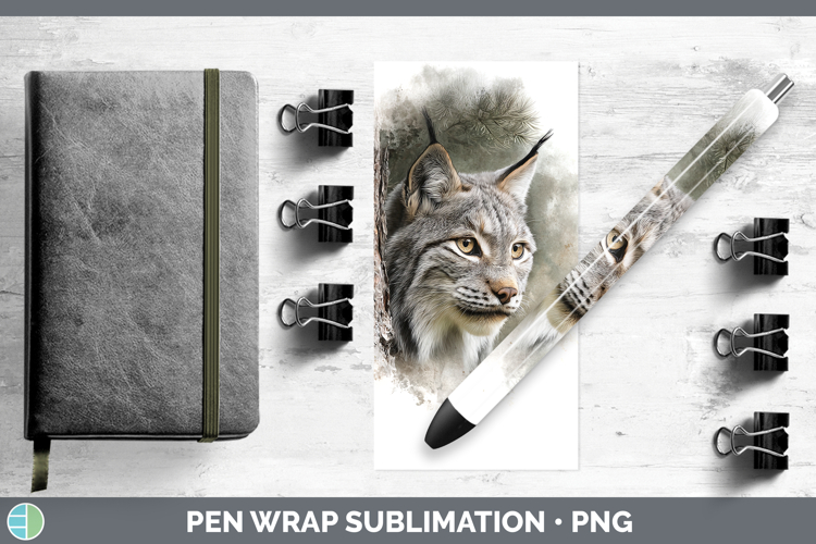Canada Lynx Wild Cats Tree Peek Pen Wrap Sublimation Design