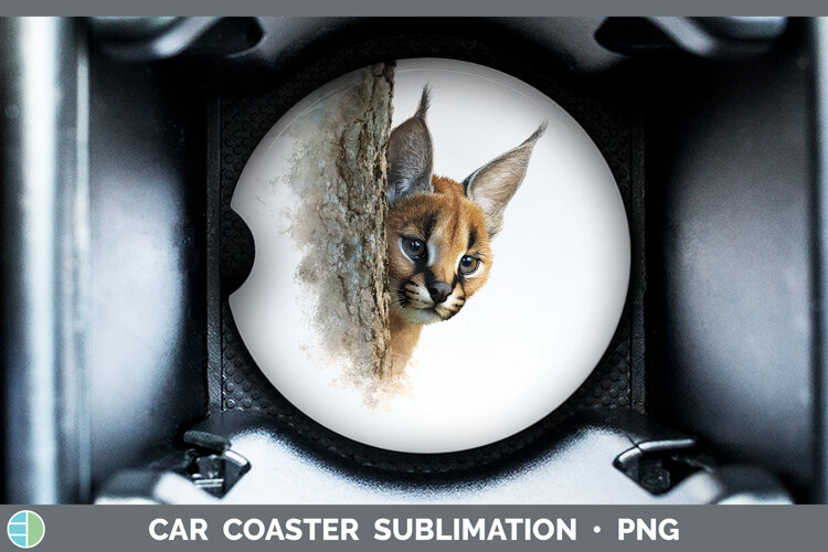 GorgeousWild Cats Tree Peek Car Coaster design.