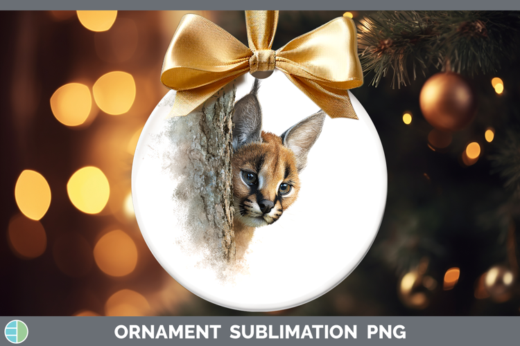 Caracal Wild Cats Tree Peek Ornament Sublimation Design