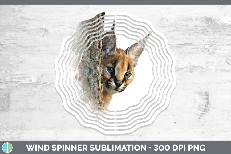 Caracal Wild Cats Tree Peek Wind Spinner Sublimation Design