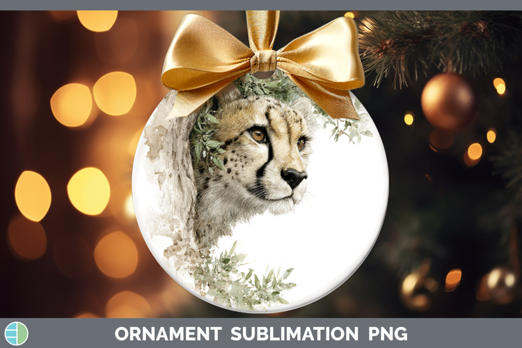 Cheetah Wild Cats Tree Peek Ornament Sublimation Design