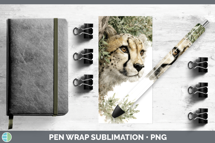 Cheetah Wild Cats Tree Peek Pen Wrap Sublimation Design