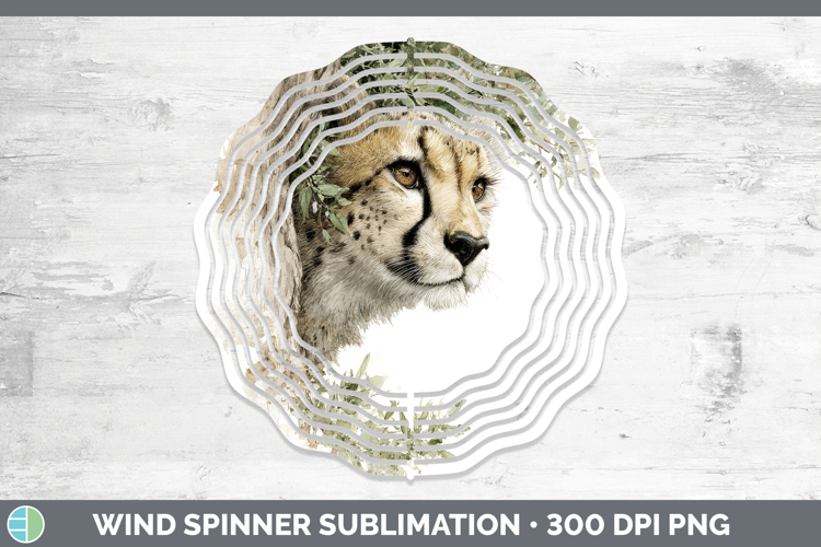 Cheetah Wild Cats Tree Peek Wind Spinner Sublimation Design