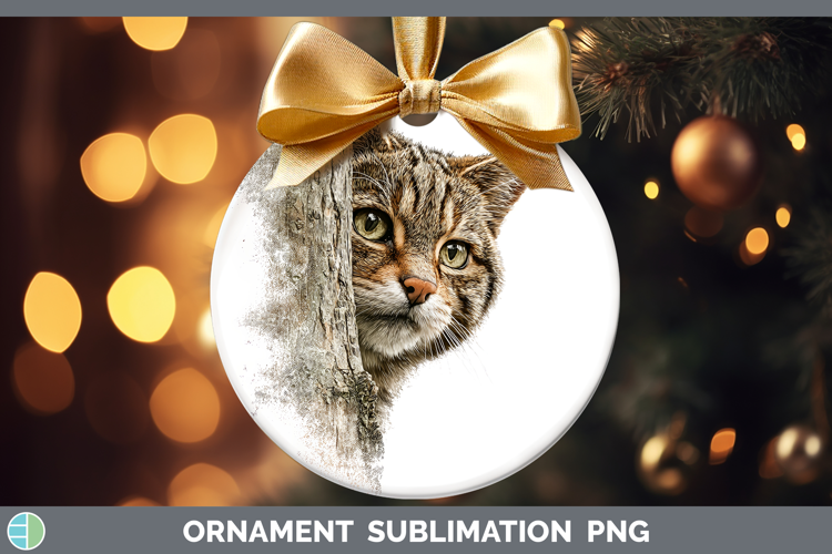 European Wildcat Wild Cats Tree Peek Ornament Sublimation De