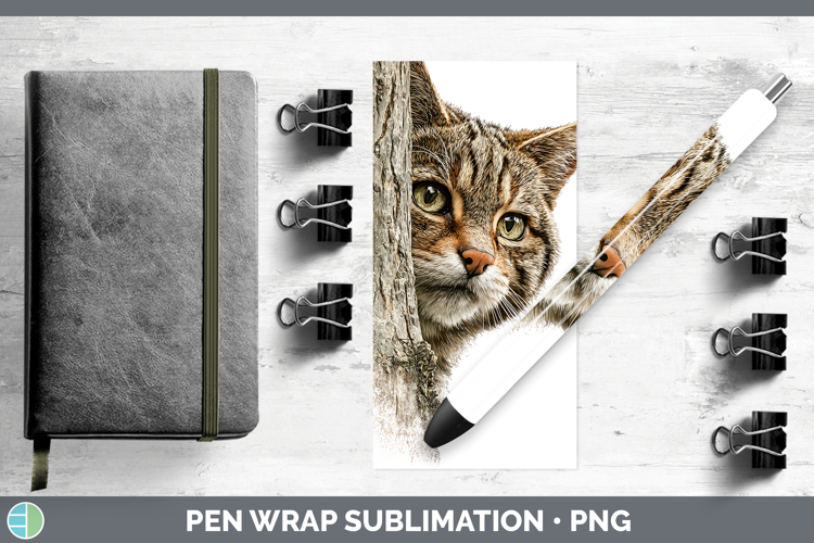 European Wildcat Wild Cats Tree Peek Pen Wrap Sublimation De