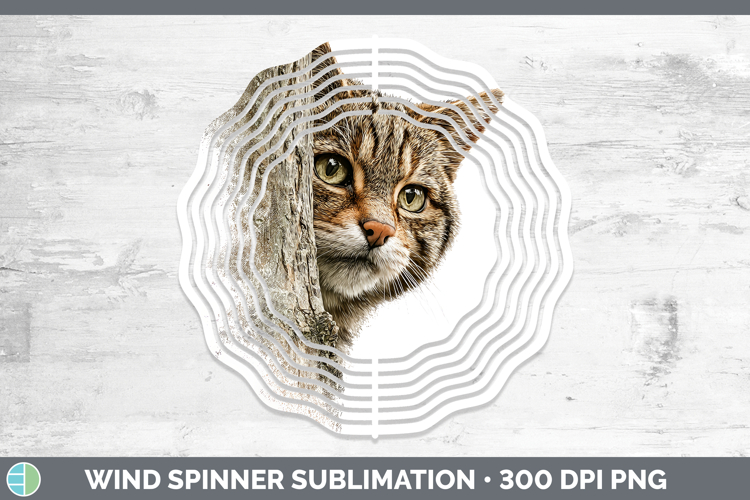 European Wildcat Wild Cats Tree Peek Wind Spinner Sublimatio