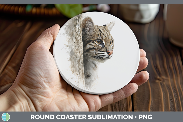 Geoffroys Cat Wild Cats Tree Peek Round Coaster Sublimation