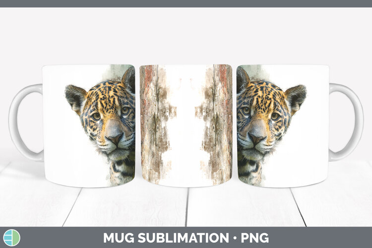 GorgeousWild Cats Tree Peek Mug Wrap design.