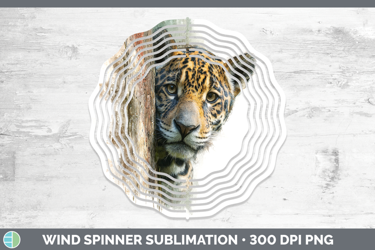 Jaguar Wild Cats Tree Peek Wind Spinner Sublimation Design
