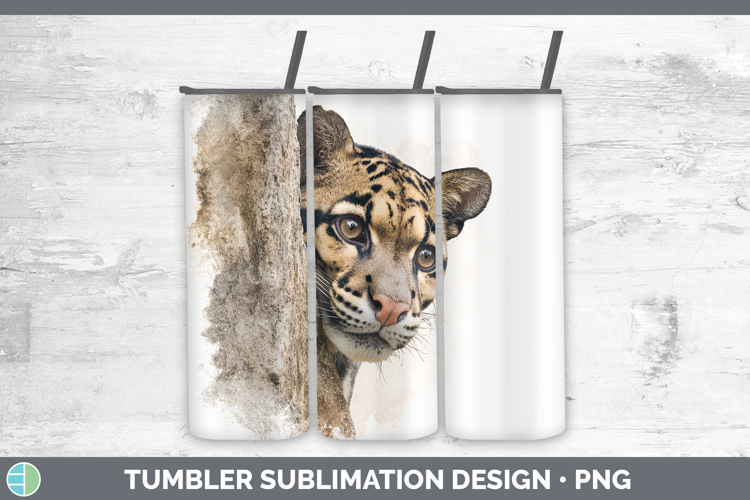 Leopard Clouded Wild Cats Tree Peek Tumbler Sublimation Desi
