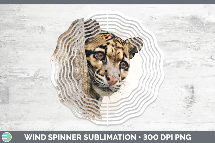 Leopard Clouded Wild Cats Tree Peek Wind Spinner Sublimation