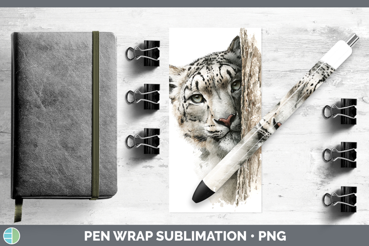 Leopard Snow Wild Cats Tree Peek Pen Wrap Sublimation Design