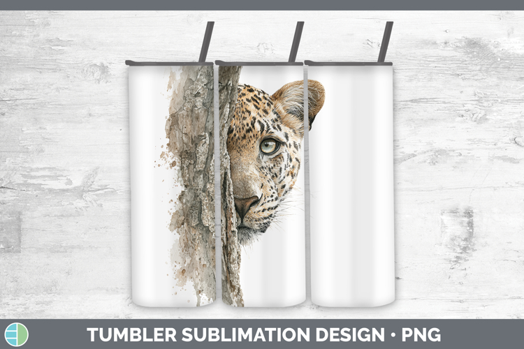 Leopard Wild Cats Tree Peek Tumbler Sublimation Design