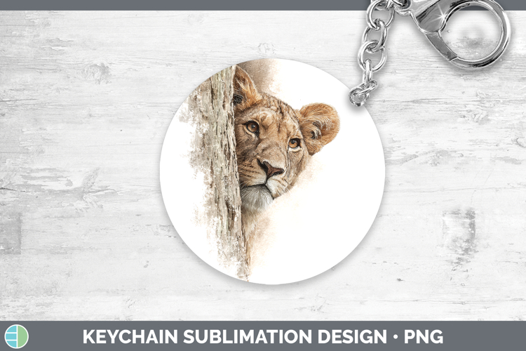 Lion Wild Cats Tree Peek Keychain Sublimation Design