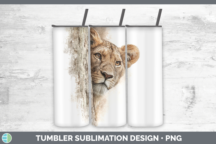 Lion Wild Cats Tree Peek Tumbler Sublimation Design