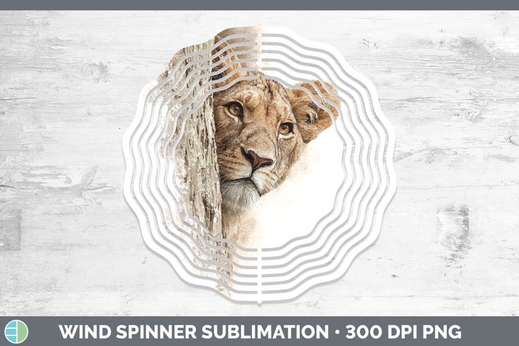 Lion Wild Cats Tree Peek Wind Spinner Sublimation Design