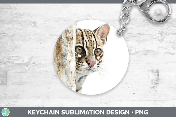 Margay Cat Wild Cats Tree Peek Keychain Sublimation Design