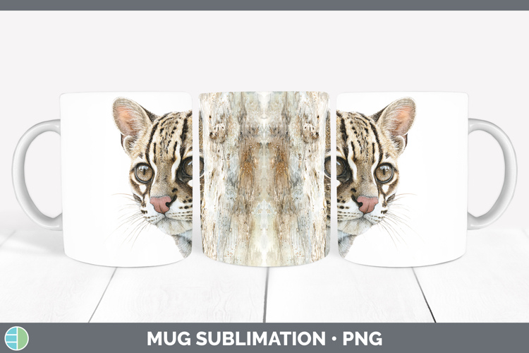 Margay Cat Wild Cats Tree Peek Mug Wrap Sublimation Design