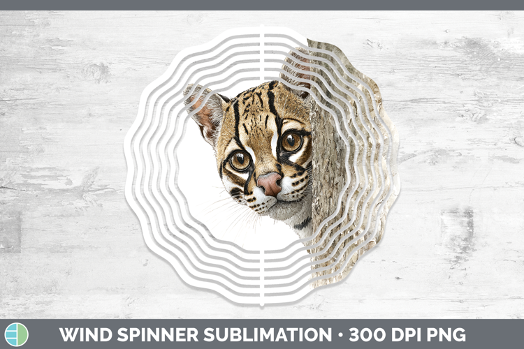 Ocelot Wild Cats Tree Peek Wind Spinner Sublimation Design