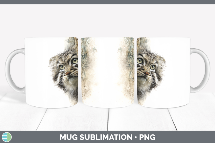 Pallas Cat Wild Cats Tree Peek Mug Wrap Sublimation Design